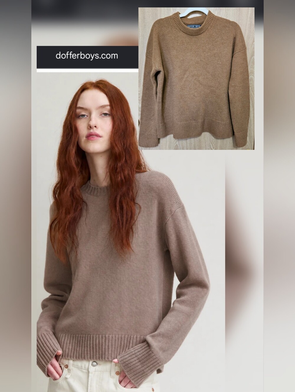 Doffer Boys 100% Cashmere Luxurious Thick Sweater Camel Tan Oversize Size Small